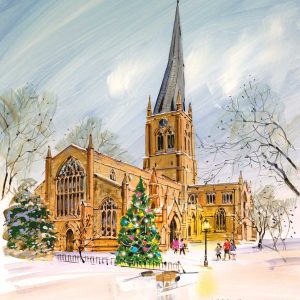 Chesterfield Parish Church at dusk – The famous ‘Crooked Spire’ by David Charlesworth